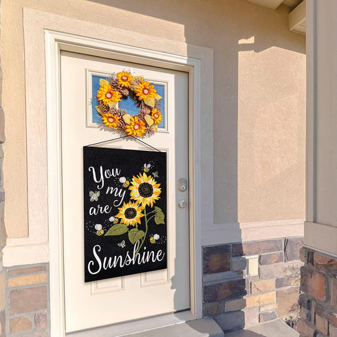 Tatuo 2 Pcs Sunflower Flag Outdoor Spring Welcome Garden Flag Burlap Garden Flags Sunflower Garden Flag Sunflower Garden Decor Double Sided 12 x 1...