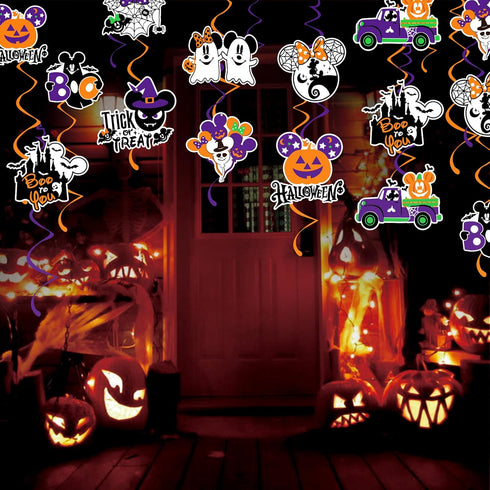 36Pcs Mouse Halloween Decorations Hanging Swirl, Mouse Theme Halloween Party Supplies Halloween Foil Swirl Ceiling Hanging Decor for Halloween Bir...