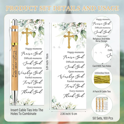 20 Sets Christian Religious Gifts Bible Verse Bamboo Pens and Christian Bookmarks Religious Gifts Inspirational Gifts Church Biblical Gifts...
