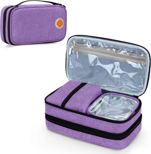 CURMIO Insulated Insulin Cooler Travel Case, Double Layer Diabetic Supplies Storage Bag with Detachable Pouches for Diabetic Medication and Ice Pa...