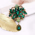 LAXPICOL Wedding Bridal Big Brown Crystal Rhinestone Bouquet Brooch Pin for Women Golden Tone...