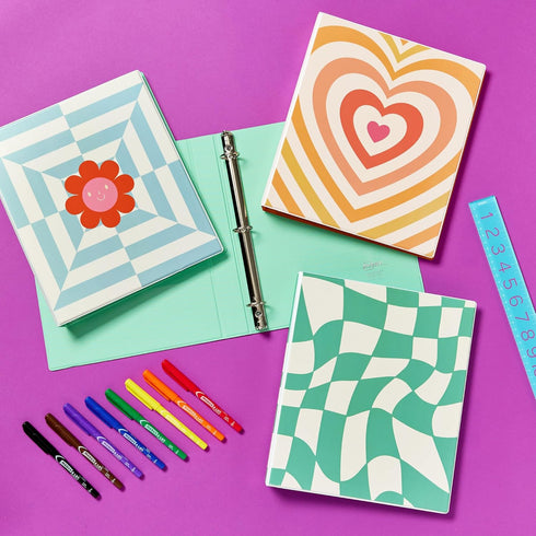Avery 3 Ring Binder, 1 Inch Round Rings, Retro Collection, Groovy Checks (26803)...