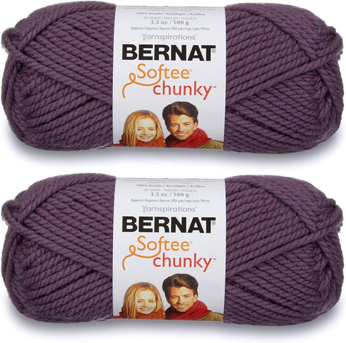 Bernat 2-Pack - Softee Chunky Yarn, Dark Mauve, Single Ball...
