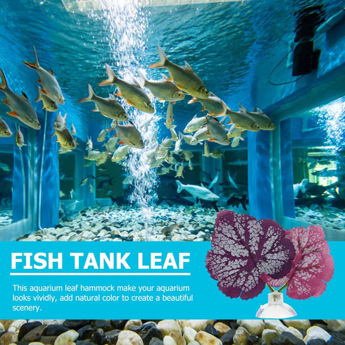 POPETPOP Betta Leaf 2pcs Beta Fish Leaf Bed Aquarium Purple Plant Leaf Hammock Suction Cup Fish Tank Betta Fish Leaf Lounger Landscape Decoration ...