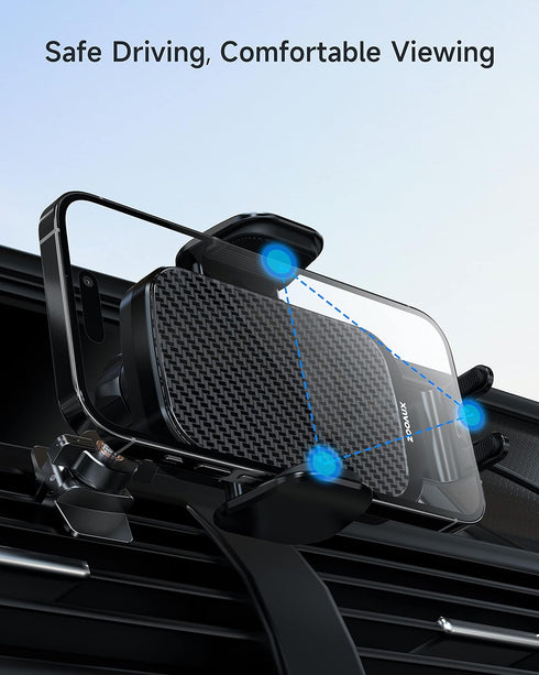 ZOOAUX Wireless Car Charger Vent Mount, 15W Fast Charging Auto-Clamping Car Mount, Air Vent Car Phone Holder for iPhone 15/15 Pro/14/13 Pro/XS/XR/...