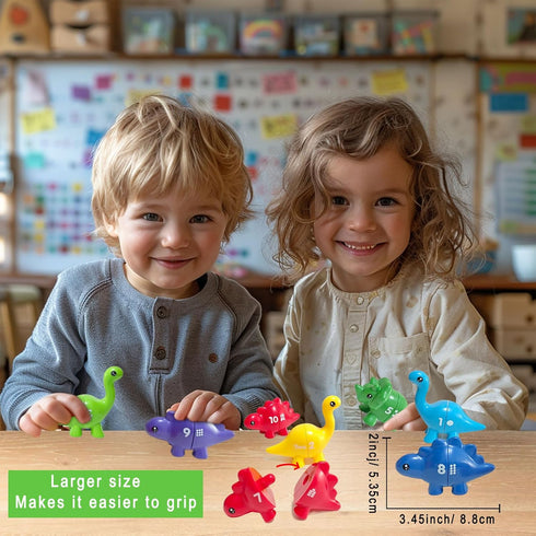 Matching Dinosaur Toys Number 1-10, Fine Motor Toys, Dino Match Game Preschool Educational Montessori Learning Toys for Toddlers Boys Girls, Count...