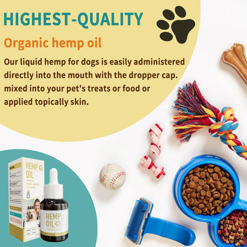 H?mp Oil for Dogs - Pets Hemp Calming Drops for Anxiety Sleep Pain Inflammation Arthritis Allergies - Supports Skin Itchy, Joint & Hip Health - He...