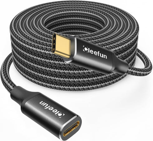 CLEEFUN USB C Extension Cable 10ft, USB C 3.2 Male to USB C Female Extension Cable, 5Gbps Data & 4K Video Sync Transfer USB C Extender Cable 100W ...