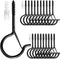 PlusRoc 20 Pack Large 3 Inch Q-Hanger Hooks for Hanging Outdoor String Lights Plants, Black Cup Hooks Screw in Eye Hooks wood Fence Wall Mount Cei...