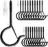 PlusRoc 20 Pack Large 3 Inch Q-Hanger Hooks for Hanging Outdoor String Lights Plants, Black Cup Hooks Screw in Eye Hooks wood Fence Wall Mount Cei...