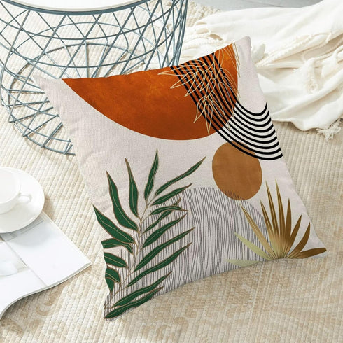 Boho Mid Century Pillow Covers 18x18 Set of 2,Orange Gold Throw Pillowcase Geometric Aesthetic Sunset Outdoor farmhouse Cushion Cover for Sofa Cou...