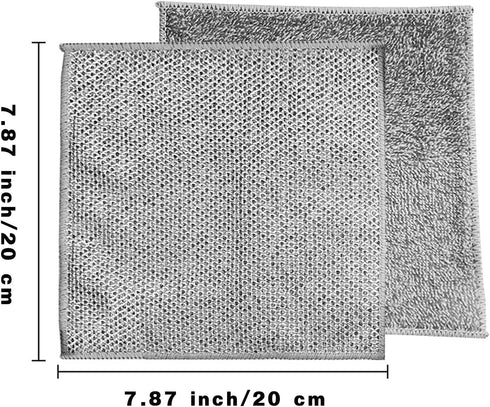 3 Pcs Upgraded Non Scratch Wire Dishcloth, Double-Sided Bamboo Charcoal Wire Miracle Cleaning Cloths, Reusable Multipurpose Wire Dishwashing Rags ...