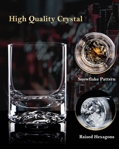 JBHO Hand Blown Crystal Double Old Fashioned Cocktail, Solid Whiskey Glasses, Rocks Glasses, Lowball Glasses - 12 Ounce - set of 2 - Perfect Size ...