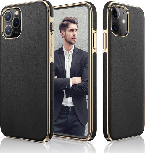 LOHASIC for iPhone 12/12 Pro Case Men, Luxury Leather Slim Business Classic Soft Grip Shockproof Bumper Full Body Protective Women Cover Cases for...
