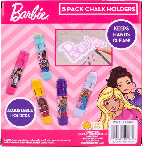 Sunny Days Entertainment Barbie Jumbo Chalk Holders | 5 Chalk Sticks with Holders for Kids | Barbie Outdoor Toys...