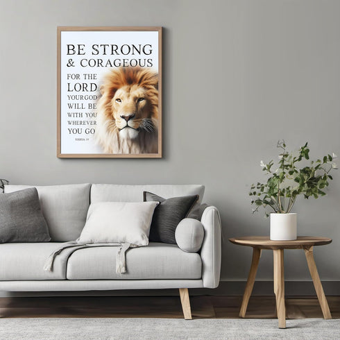 Posterizer 1 pcs-Be Strong and Courageous-lion-bible verse-Religious Posters-Motivational & Inspirational Art-Gifts for Christians - UNFRAMED Wall...