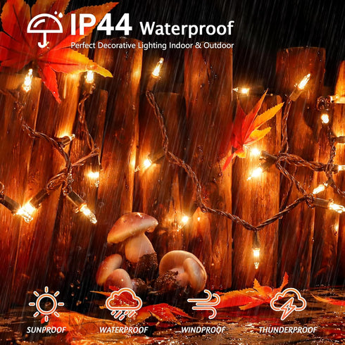 13FT 50 Clear Christmas Lights Outdoor, UL Approved Christmas Tree Lights with Brown Wire, Incandescent Mini Lights Plug in for Indoor Outdoor Tre...