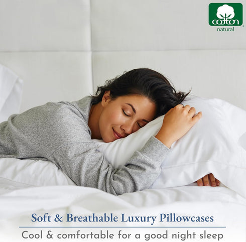 Heirloom Soft, Smooth & Thick Certified 800 Thread Count 100% Cotton Sateen is Superior to Egyptian Cotton Claims, 2 White Standard Pillowcases Fi...