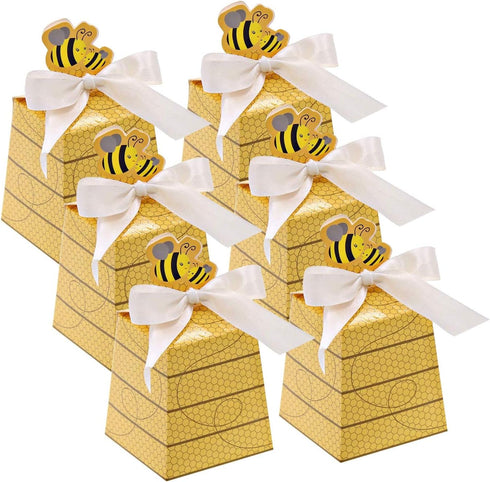 Cyblinia 50 Pack Bee Party Favor Boxes Treat Boxes Paper Beehive Gift Box for Birthday Party Supplies...