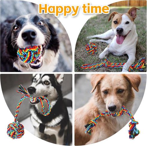 Heavy Duty Dog Rope Toys,Interactive Small Dogs Toy for Aggressive Chewers,4 Pcs Tough Dog Chew Toys for Medium Dogs,Indestructible Dog Rope Toy f...