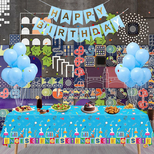4 PCS Science Party Tablecloth Decorations Mad Scientist Theme Birthday Party Supplies Science Party Tablecloth Rectangular ?51 x 86in Laboratory ...