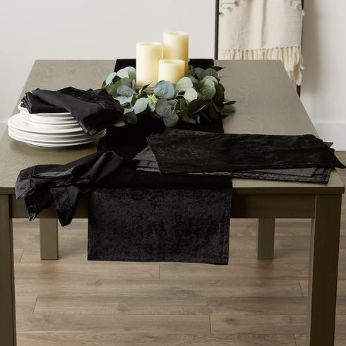 DII Velvet Collection Tabletop, Table Runner, 14x108, Black...