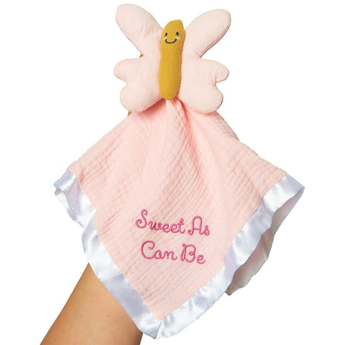 C.R. Gibson BLOV-24248 Pink Butterfly 100% Cotton Muslin Baby Lovey for Girls, 5" W x 14" L, Pink...
