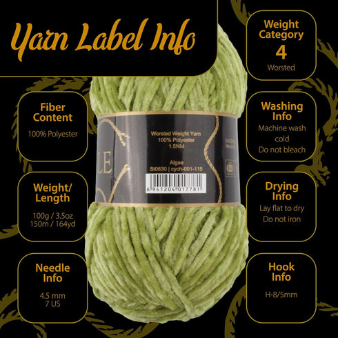 JubileeYarn Chenille Yarn - Worsted Polyester - 100g/Skein - Camelot - 2 Skeins...