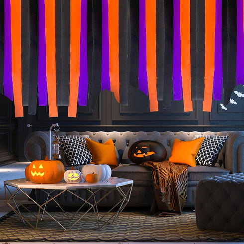 Kleeblatt Halloween Crepe Paper Streamers 8rolls, Halloween Party Decorations Backdrop, Black Orange Purple Paper Activities for Kids Art Supplies...