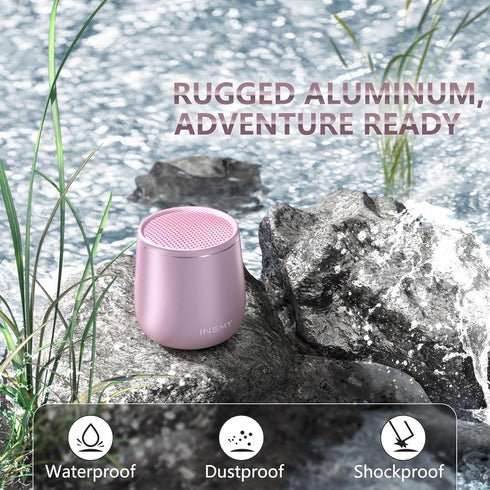 INSMY Small Bluetooth Speaker, Waterproof Mini Portable Wireless Speaker, Punchy Bass Rich Audio Stereo Pairing,Handheld Pocket Size for Hiking Bi...