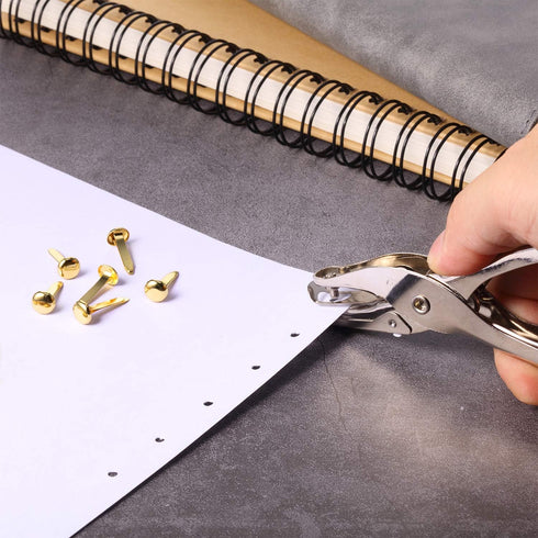 300 Pieces 3/4 Inch Paper Fasteners Small Round Metal Brads with Hole Punch for Scrapbooking Crafts Making DIY (Gold)...