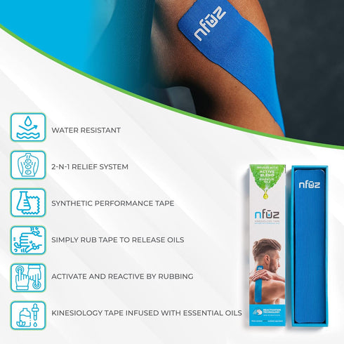 Essential Oils Infused Kinesiology Tape - NFUZ Tape - Active Blend - Aromatherapy Oils Athletic Tape - K Tape Precut Strips, Sports Recovery Body ...