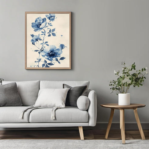 Posterizer 1 pcs-baby blue dainty flowers for chic decor-Floral & Botanical Art-Abstract & Modern Art-Decor for Home & Office- UNFRAMED Wall Art...