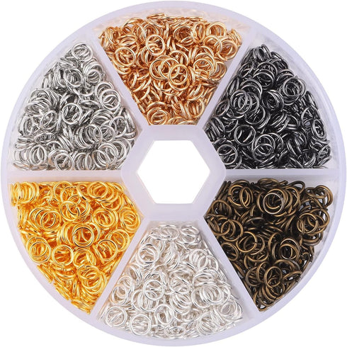 1200pcs Mixed 6 Colors Jump Rings Jewelry Making Supplies Open Jump Rings 5mm(0.2 inch) 21 Gauge Jump Ring for DIY Bracelet Earrings Necklace Jewe...