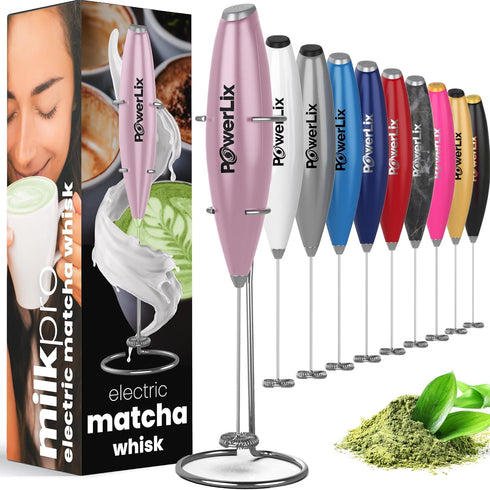 PowerLix Milk Frother Handheld Battery Operated Matcha Sets for Coffee, Latte, Cappuccino, Hot Chocolate, Durable Mini Drink....