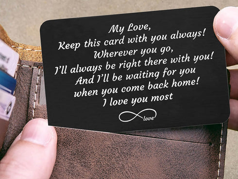 Sentimental Engraved Wallet Insert Card Decor Gift for Boyfriend Husband Fiancé From Wife Girlfriend-Fathers Day Christmas Birthday Valentines Day...