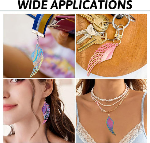 Craftdady 30Pcs Filigree Butterfly Wing Earring Charms Stainless Steel Fairy Wing Charms with Earring Hooks & Open Jump Rings for Women Crafts DIY...