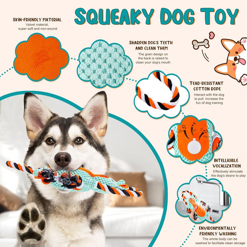 Dog Toys for Aggressive Chewers, Interactive Tug of War Dog Toy, Squeaky Dog Toys to Keep Them Busy for Small,Medium,Large Dogs...