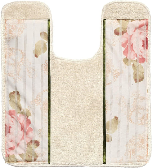 Popular Bath Contour Bath Rug, Madeline Collection, 23" x 10.5", Beige/Pink...