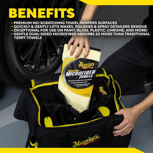 Meguiar's Supreme Shine Microfiber Towels for Cars, Absorbent Ultra-Plush Car Microfiber Towel Set for Effectively Removing Car Care Products With...