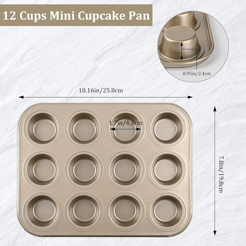 Mini Muffin Pan, Premium Small Cupcake Pans, Carbon Steel 12-Cup Muffin Tin, Versatile Non-Stick Bakeware...