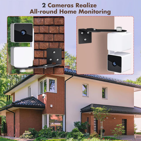 2Pack Corner Wall Mount Bracket for Wyze Cam Pan V3/V2, Wyze Cam V4/V3/V2, Max Cover Both Sides of The House 300 Degrees Reduce Blind Spots, Indoo...