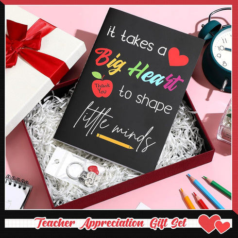 Yinkin Teacher Appreciation Gift Set Teacher Inspirational Notebook and Teacher Keychain with Initial (Initial S Style)...