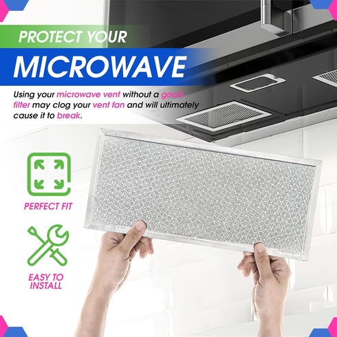 Microwave Filter Replacement 5.78" x 12.91" Fits W10208631A Whirlpool Microwave Filter - Aluminum Mesh Screen Grease Filters - Freshens and Filter...