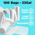 33 Gallon Trash Bags, Recycling Bag, 33 x 39” Garbage Bags (100 COUNT/CLEAR) – Outdoor Industrial Garbage Can Liner for Custodians, Landscapers, L...