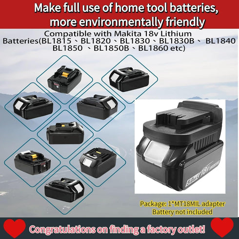 for Makita for Milwaukee Battery Adapter,MT18MIL Battery Adaptor Compatible for Makita 18V Lithium-ion Battery Convert to Milwauke M18 18V Battery...