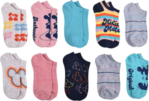 Disney Women's No Show 10-Pack Sock, Retro, 9-11...