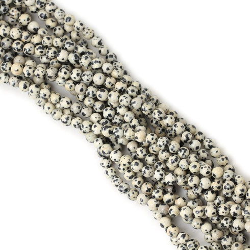 60PCS 6mm Natural Dalmatian Stone Round Loose Beads for Jewelry Making DIY Findings 1 Strand 15"...