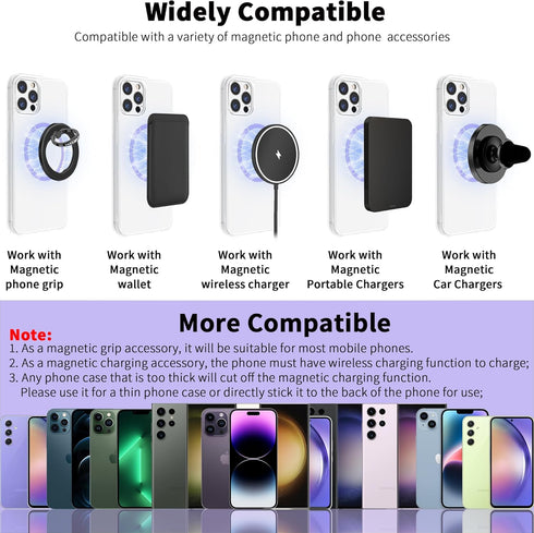 2Pcs Metal Ring Sticker for Pop Socket Magnetic Grip, Magnetic Adapter Adhesive for iPhone, Magsafe Wireless Charger (Purple)...