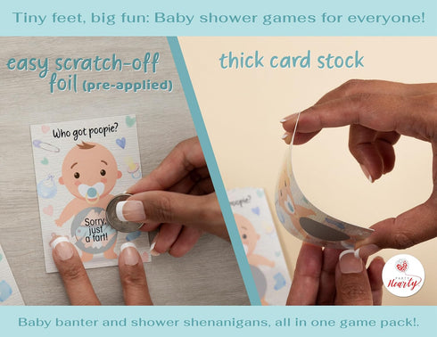 Party Hearty Baby Shower Games for Girl and Boy, 33 Poopie Emoji Scratch Off Lottery Tickets, Baby Games Ideas, Scratch Off Game....